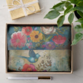 BOHO-BLUME UND BIRD DECOUPAY SEIDENPAPIER (Geschenk)