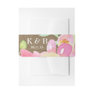 Boho-Blume und Burlap Monogramm-Datum Einladungsbanderole