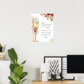 Boho Blume und Champagne Glass Mimosa Bar Sign Poster (Heimbüro)