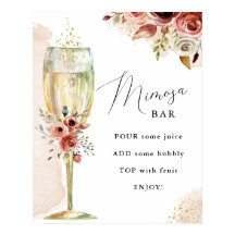 Boho Blume und Champagne Glass Mimosa Bar Sign