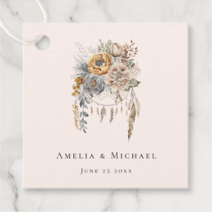 Boho Blume und Dreamcatcher - Hochzeit Geschenkanhänger