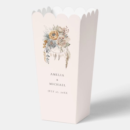 Boho Blume und Dreamcatcher - Hochzeit Geschenkschachtel (Rückseite)