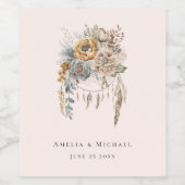 Boho Blume und Dreamcatcher - Hochzeit Weinetikett (Einzelnes Label)