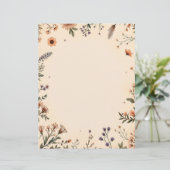 Boho Blume und Feather Briefbogen (Stehend Vorderseite)