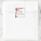 Boho Blume und Feathers Rustikales Adressetikett Quadratischer Aufkleber (Tasche)