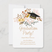 Boho Blume und Graduiertenkappenklassehotel Party Einladung (Vorderseite)