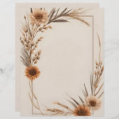Boho Blume und Grassteme Briefbogen (Vorne/Hinten)