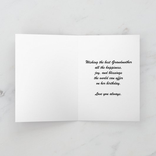 Boho Blume und Peacock Feather Grandma Birthday Karte (Innenseite)