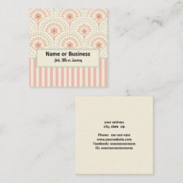 Boho Blume und Streifen Quadratische Visitenkarte