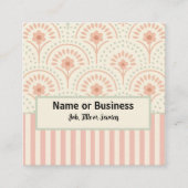 Boho Blume und Streifen Quadratische Visitenkarte (Vorderseite)