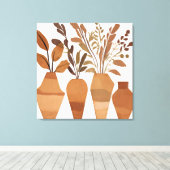 Boho Blume Vase Leaf Botanischer Kunststil Moderne Leinwanddruck (Insitu (Holzboden))
