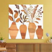 Boho Blume Vase Leaf Botanischer Kunststil Moderne Leinwanddruck (Insitu (Wohnzimmer))