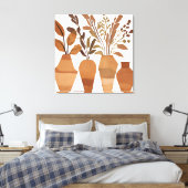 Boho Blume Vase Leaf Botanischer Kunststil Moderne Leinwanddruck (Insitu (Schlafzimmer))