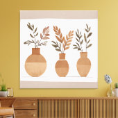 Boho Blume Vase Leaf Botanischer Kunststil Moderne Leinwanddruck (Insitu (Wohnzimmer))
