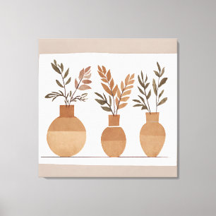 Boho Blume Vase Leaf Botanischer Kunststil Moderne Leinwanddruck