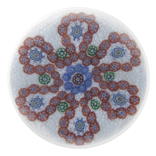 Boho Blume Viktorianisch Red Blue Keramikknauf (Vorderseite)