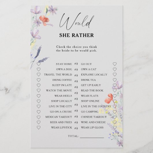 Boho Blume Wäre sie lieber Brautparty (Vorderseite)