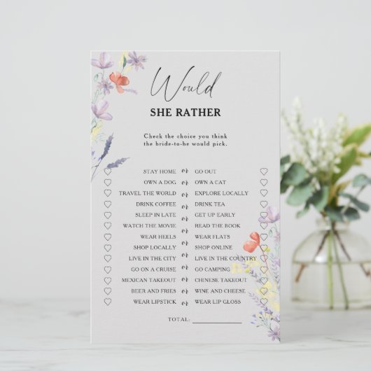 Boho Blume Wäre sie lieber Brautparty (Stehend Vorderseite)