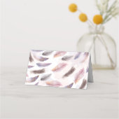 Boho Blume Wasserfarbenfedern Platzkarte (Rückseite)