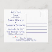 Boho Blume Watercolor Blue Aster Save the Date Einladungspostkarte (Rückseite)