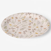 Boho Blume Watercolor Wildblume Pappteller (Schrägansicht)