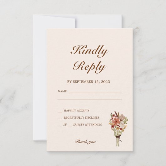 Boho Blume Wedding RSVP Karte (Vorderseite)