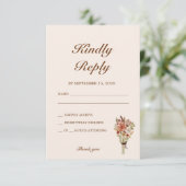 Boho Blume Wedding RSVP Karte (Stehend Vorderseite)