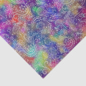 Boho Blume White Line Art on Krawatte Dyed Look Seidenpapier (Ausschnitt)