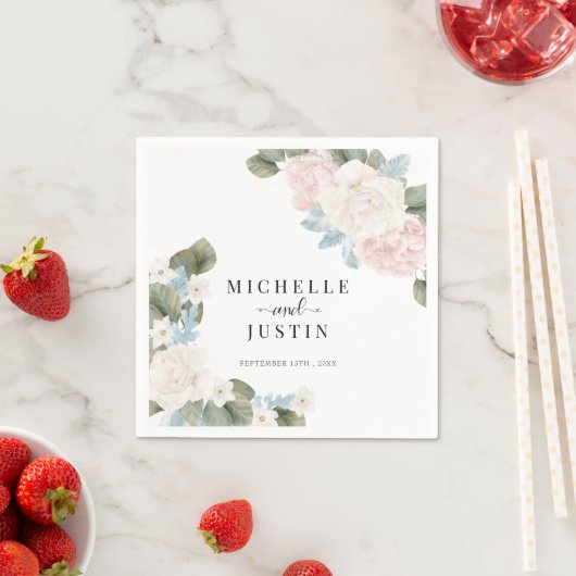 Boho Blume Winter Foto Hochzeit Serviette (Beispiel)