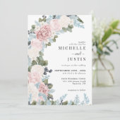 Boho Blume Winter Wedding Einladung (Stehend Vorderseite)