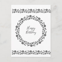 Boho Blume Wreath Black and White