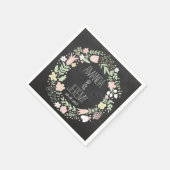 Boho Blume Wreath Rustic Chalkboard Wedding Serviette (Ecke)