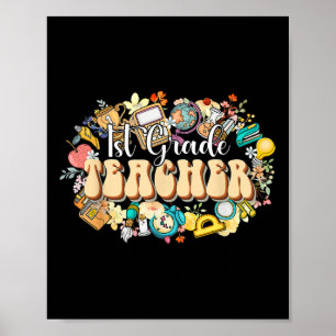 Boho Blumen 1. Klasse Lehrer Anerkennung Rücken T Poster