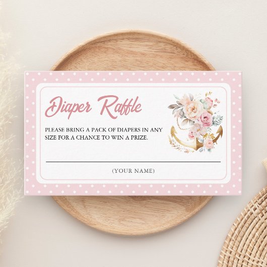 Boho-Blumen-Anker-Nautisches-Mädchen-Windel-Verlos Begleitkarte