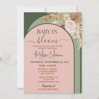 Boho-Blumen-Baby-in-Bloom-Baby-Party Einladung