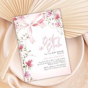 Boho-Blumen-Baby-in-Blüte-Baby-Party Einladung