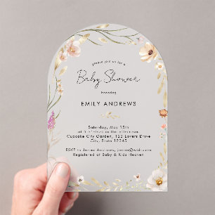 Boho-Blumen-Baby-Party  Acryleinladungen