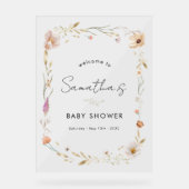 Boho-Blumen-Baby-Party Acrylschild (Vorderseite)