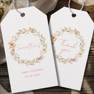 Boho-Blumen-Baby-Party Geschenkanhänger