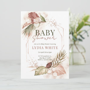 Boho-Blumen-Baby-Party, Pampasgras-Baby-Party Einladung