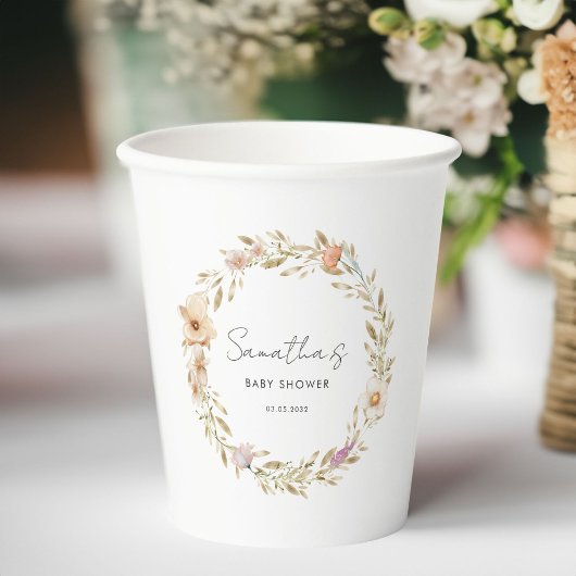 Boho-Blumen-Baby-Party Pappbecher