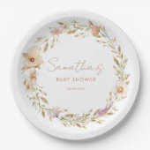 Boho-Blumen-Baby-Party Pappteller (Vorderseite)