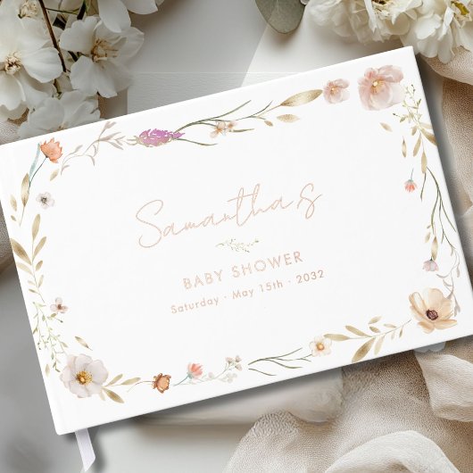 Boho-Blumen-Baby-Shower-Willkommen Gästebuch