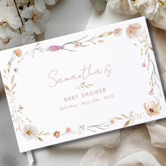 Boho-Blumen-Baby-Shower-Willkommen Gästebuch