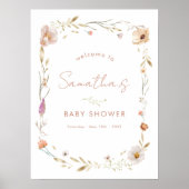 Boho-Blumen-Baby-Shower-Willkommen Poster (Vorne)