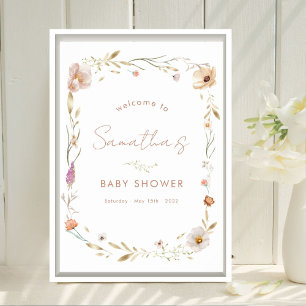 Boho-Blumen-Baby-Shower-Willkommen Poster