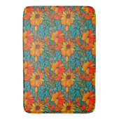 Boho-Blumen Blau und Orange Badematte (Vorderseite Vertikal)