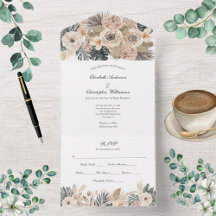 Boho-Blumen-Botanik-Hochzeit Alles-in-einem-Einlad