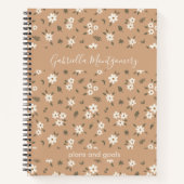 Boho-Blumen-Botanisches Muster Mädchen Braun Name Notizblock (Vorderseite)