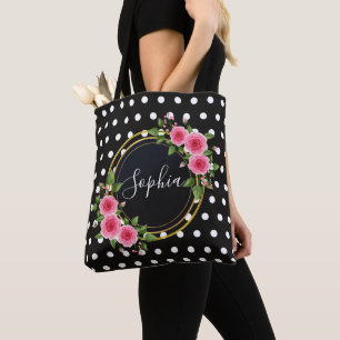 Boho-Blumen-Brautjungfer Personalisiert Schwarz Tasche